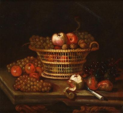 null Louise Moillon (1610-1696), école de 

Nature morte aux pommes et aux raisins

Toile

57...