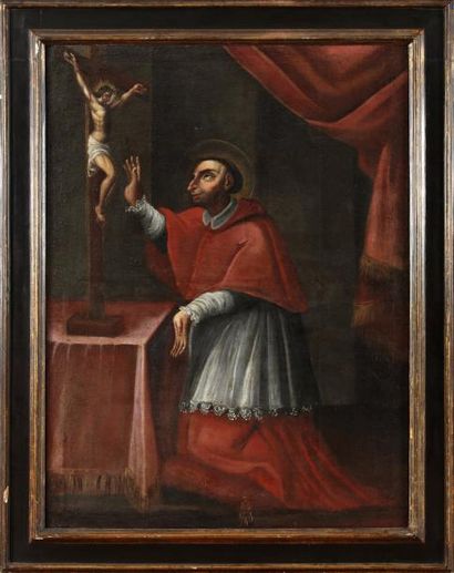 null Giuseppe Vermiglio (1585-1635), attribué à 

Saint Bartholomé agenouillé devant...
