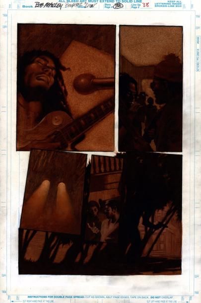 COLAN Gene 
Bob Marley
Planche 38 du récit Tale of the tuff gong édité par Marvel...