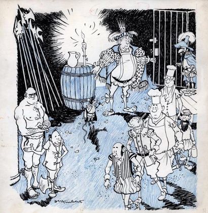 TRUBERT JEAN 
Illustration pour un conte
Encre de chine et crayon bleu signé en bas...