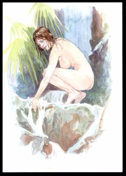 VINK Illustration représentant une femme
Aquarelle signée en bas au centre
29 x 21...