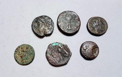 null Ensemble de 6 monnaies grecques antiques en bronze
