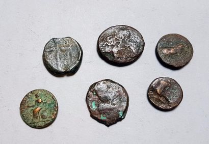 null Ensemble de 6 monnaies grecques antiques en bronze