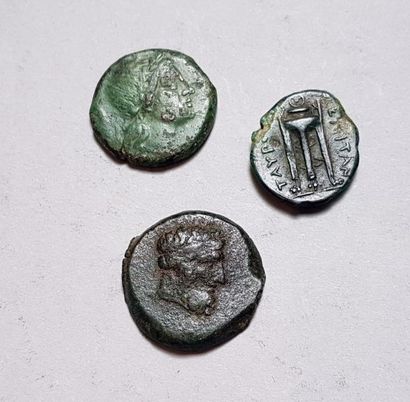 null Lot de trois bronze grecs, revers variés