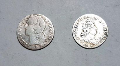 null France

Ensemble de 2 monnaies royales en argent, 5 sols aux insignes 1703 A,...