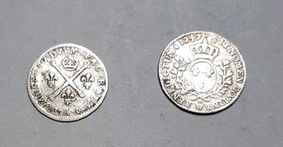 null France

Ensemble de 2 monnaies royales en argent, 5 sols aux insignes 1703 A,...