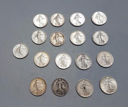 null France 

17 monnaies de 1 franc en argent années 1898, 1899, 1901, 1902, 1905,...