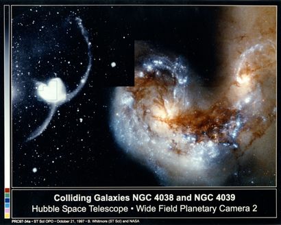 null Nasa. Vue du télécospe spatial HUBBLE des galaxies NGC 4038 and NGC 4039. L'image...