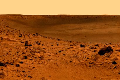 null NASA. Planète Mars. Vue du cratère de Bonneville depuis le rover d'exploration...