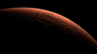 null NASA. GRAND FORMAT. Magnifique vue du globe de la planète Mars réalisée par...