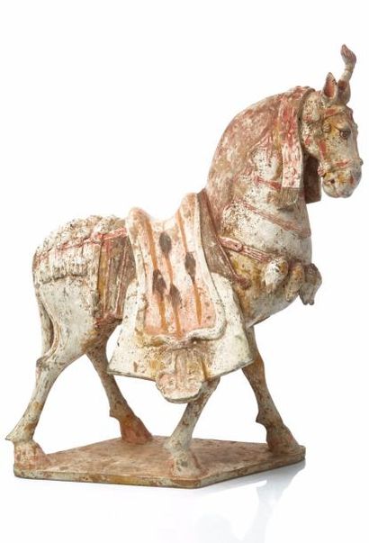 Chine, dynastie Weï (386 - 557 ap. J.-C.) 
Paire de chevaux caparaçonnés pour la...