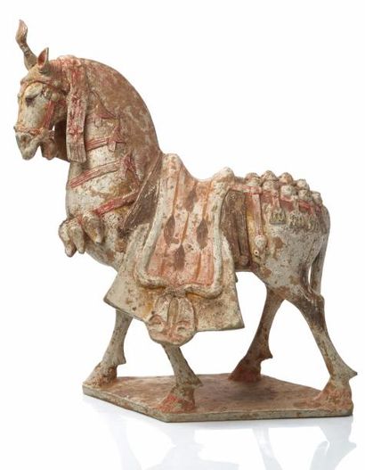 Chine, dynastie Weï (386 - 557 ap. J.-C.) 
Paire de chevaux caparaçonnés pour la...