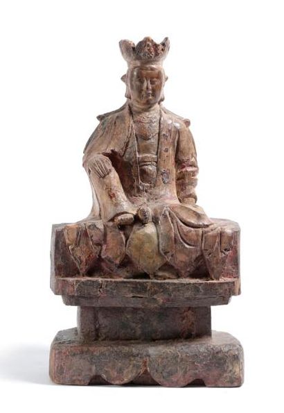 Chine, XIX° siècle Guan Yin en délassement
Représentée en méditation sur son siège...