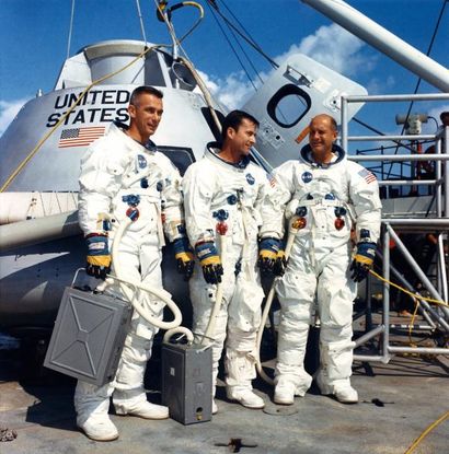 null L'équipage d'Apollo 10 à l'entraînement. Novembre 1968.Tirage chromogénique...