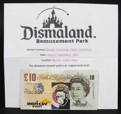 BANKSY Pochoir original sur vrai billet de 10 £ avec la mention « A Banksy Event»...