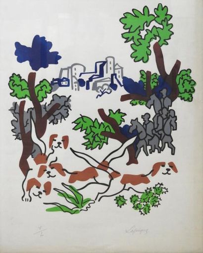 null Charles Lapique (1898-1988)

Chevalier, chiens, village 

Lithographie sur papier...