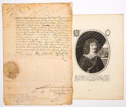 Urbain de Maillé, Marquis de BRÉZÉ, Maréchal de France en 1632 Pièce signée et Gravure:...