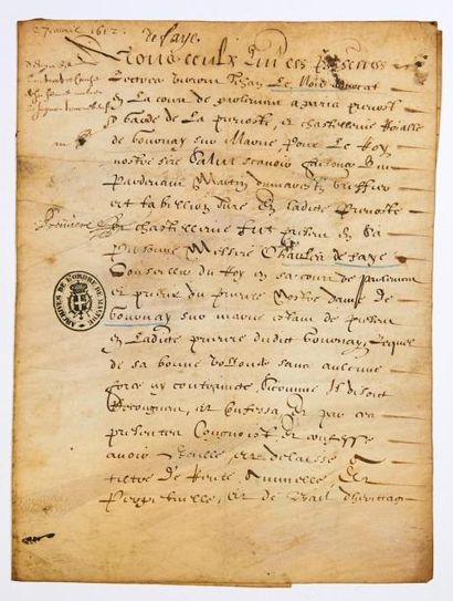null (SEINE-SAINT-DENIS. 1612.) Aveu à Messire Charles DEFAYE, Prieur du Prieuré...