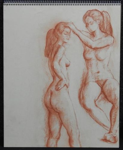 Gaston Coppens Nus Féminins: Carnet (41 x 33 cm) de 13 dessins de nus dont 4 sur...