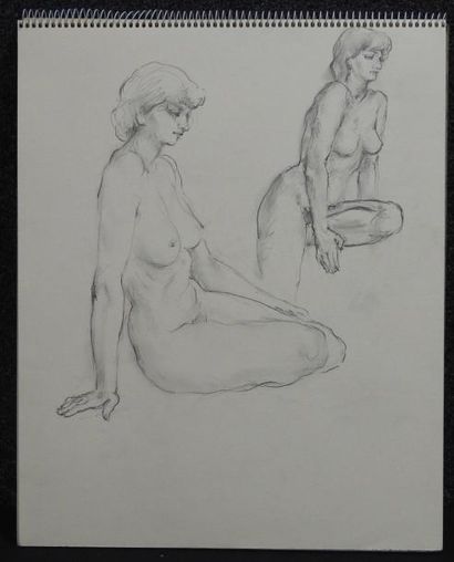 Gaston Coppens Nus Féminins: Carnet (41 x 33 cm) de 28 dessins de nus dont 1 sur...