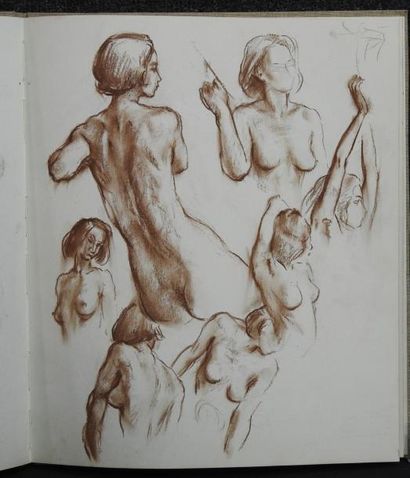 Gaston Coppens Nus Féminins et portraits: Carnet (32 x 41 cm) de 42 dessins au crayon...