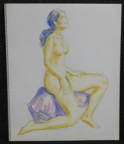 Gaston Coppens Nus Féminins: Carnet (38 x 46 cm) de 20 dessins au crayon gras.
Cachet...