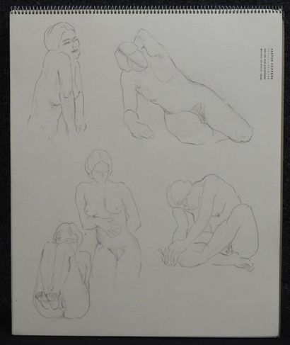 Gaston Coppens Nus Féminins: Carnet (46 x 38 cm) de 25 dessins au crayon gras.
Cachet...