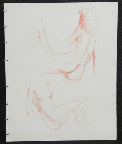 Gaston Coppens Nus Féminins: Carnet (54 x 44 cm) de 38 dessins au crayon gras.
Cachet...