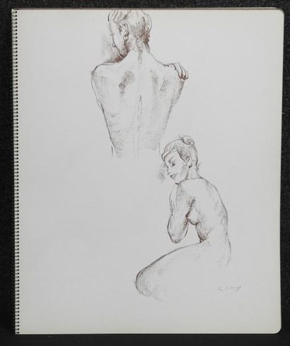 Gaston Coppens Nus Féminins et tete masculine: Carnet (38 x 46 cm) de 20 dessins...