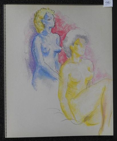 Gaston Coppens Nus Féminins: Carnet (38 x 46 cm) de 12 dessins au crayon gras.
Cachet...