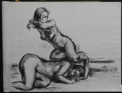 Gaston Coppens Nus Féminins: Carnet (55 x 43 cm) de 55 dessins au crayon gras.
Cachet...