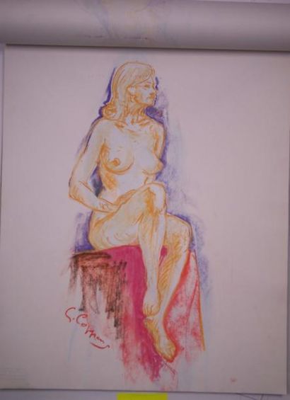 Gaston Coppens (1909-2002) Nus Féminins: Carnet (41 x 33 cm) de 60 dessins de nus...