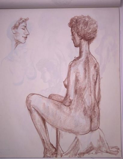 Gaston Coppens (1909-2002) Nus Féminins: Carnet (55 x 43 cm) de 54 dessins au crayon...