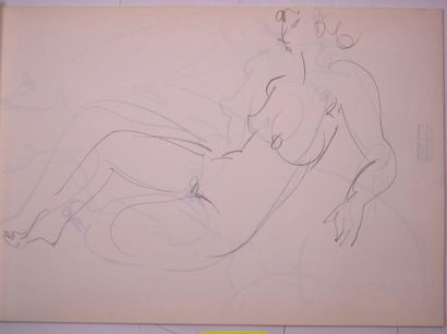 Gaston Coppens (1909-2002) Nus Féminins: Carnet (55 x 43 cm) de 50 dessins au crayon...