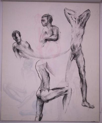 Gaston Coppens (1909-2002) Nus Féminins et masculins: Carnet (55 x 43 cm) de 62 dessins...