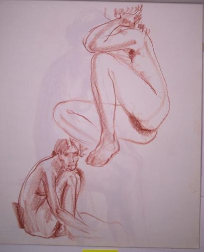 Gaston Coppens (1909-2002) Nus Féminins: Carnet (54 x 44 cm) de 41 dessins au crayon...
