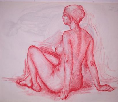 Gaston Coppens (1909-2002) Nus Féminins: Carnet (59 x 43 cm) de 56 dessins au crayon...