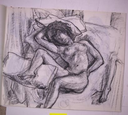 Gaston Coppens (1909-2002) Nus Féminins: Carnet (59 x 43 cm) de 56 dessins au crayon...