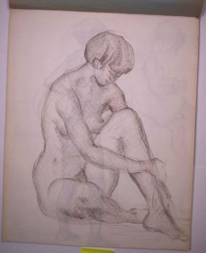 Gaston Coppens (1909-2002) Nus Féminins: Carnet (55 x 44 cm) de 57 dessins au crayon...