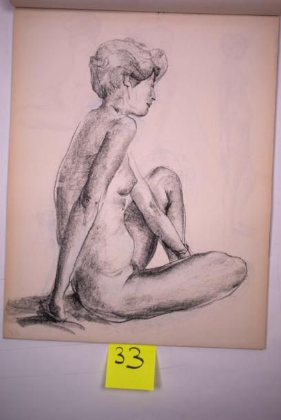 Gaston Coppens (1909-2002) Nus Féminins: Carnet (55 x 44 cm) de 50 dessins dont 1...