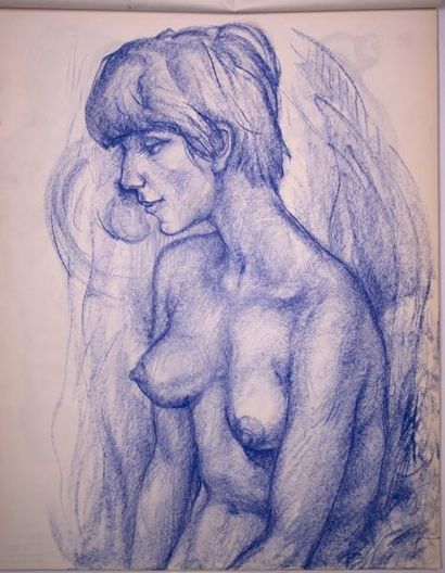 Gaston Coppens (1909-2002) Nus Féminins: Carnet (55 x 44 cm) de 38 dessins au crayon...