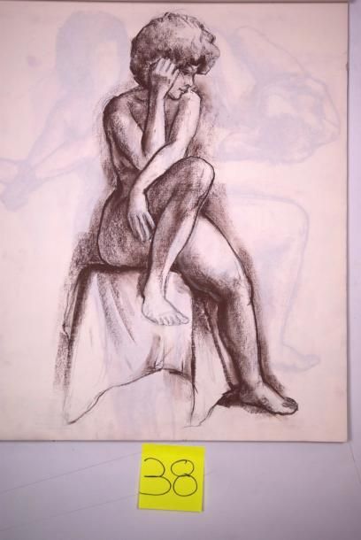 Gaston Coppens (1909-2002) Nus Féminins et masculins: Carnet (55 x 44 cm) de 45 dessins...