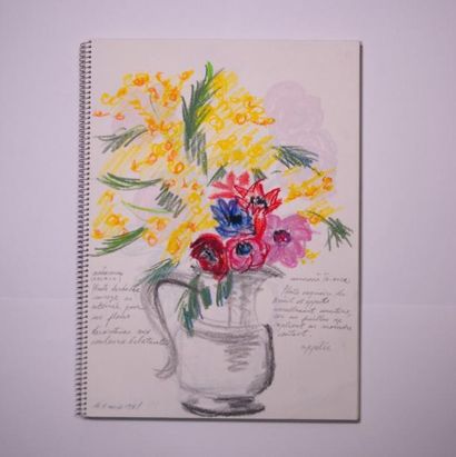 Gaston Coppens (1909-2002) Nus Féminins et masculins, fleurs: Carnet (37 x 27 cm)...