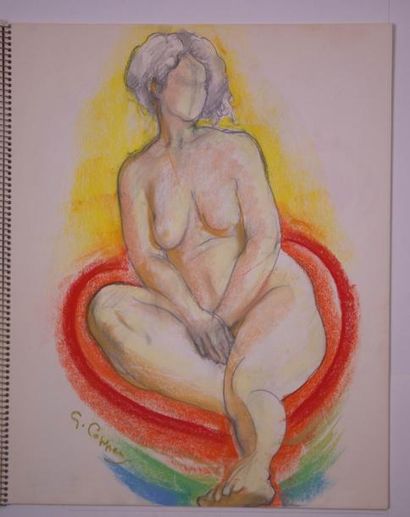 Gaston Coppens (1909-2002) Nus féminins: Carnet (41 x 33 cm) comprenant 19 dessins...