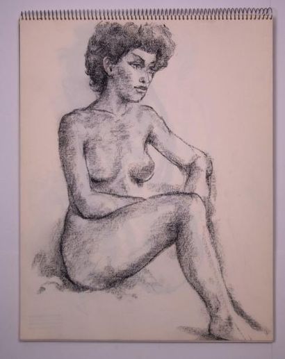 Gaston Coppens (1909-2002) Nus féminins: Carnet (42 x 32 cm) de 31 dessins au crayon...