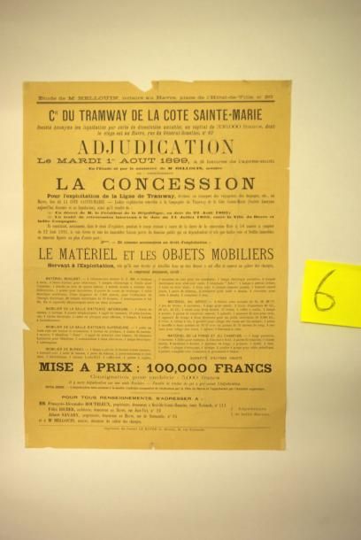 null Affiche «Compagnie Tramway de la Cote Sainte Marie» Concession par adjudication...