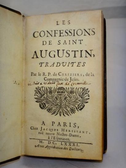 Saint Augustin. Les confessions traduites par De Ceriziers Paris, Jacques Hérissant,...