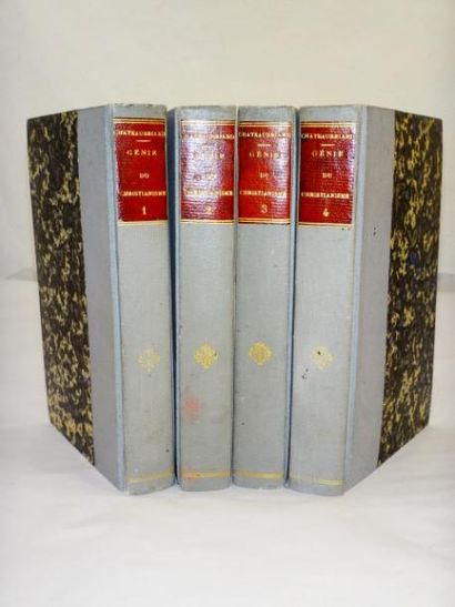 Chateaubriand. Génie du christianisme. Paris, Ledentu, 1830. 4 volumes in-12. Demi...