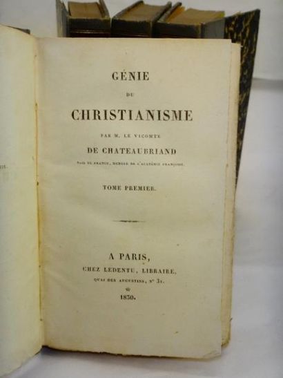 Chateaubriand. Génie du christianisme. Paris, Ledentu, 1830. 4 volumes in-12. Demi...