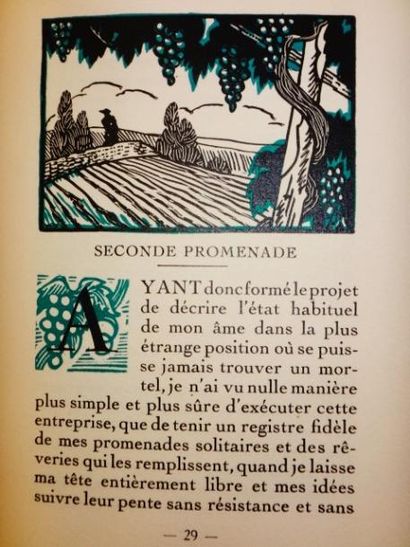Jean Jacques Rousseau. Rêveries promeneur solitaire. Illustré par Maximilien Vox...